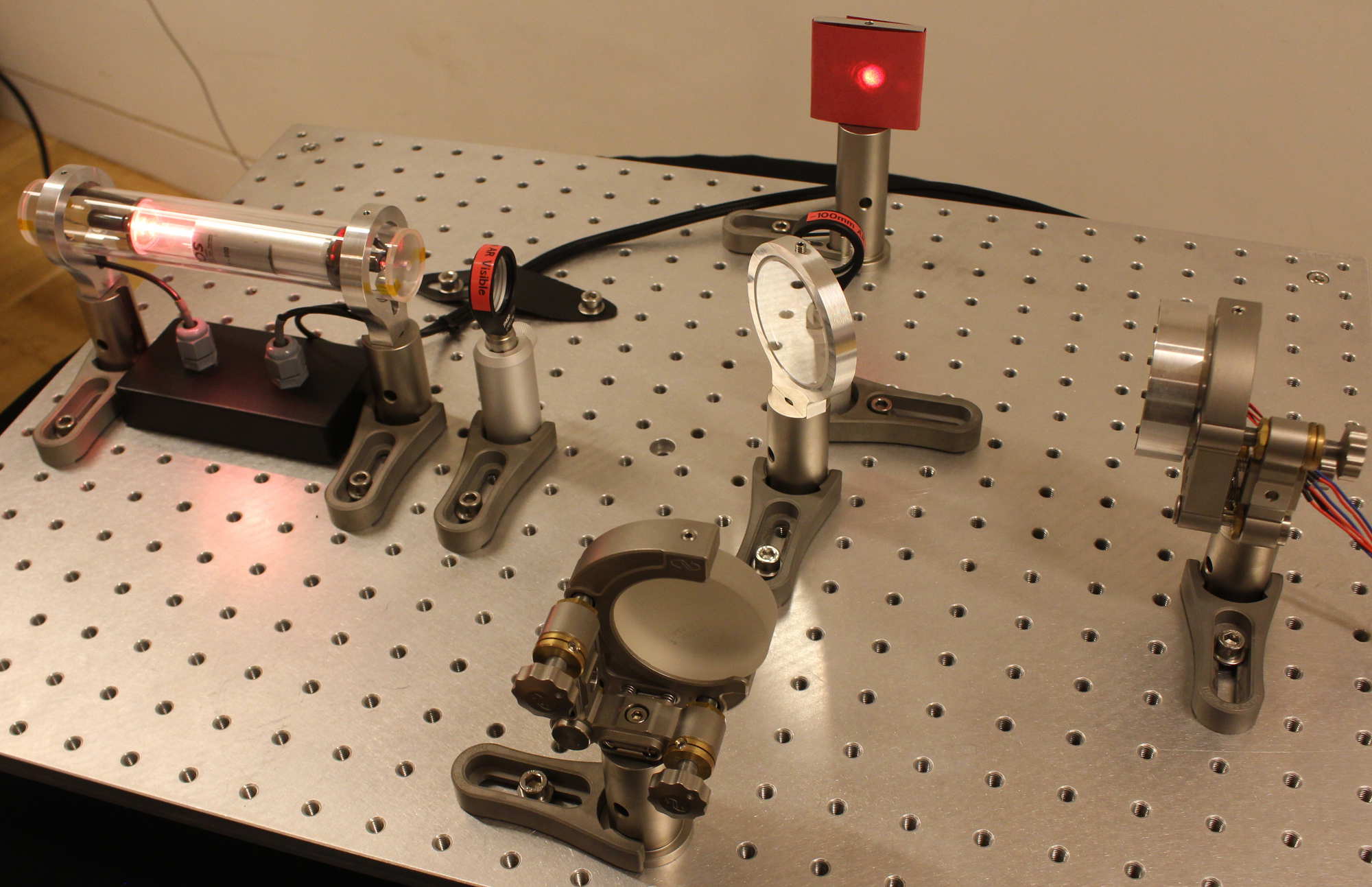 Our own table top laser interferometer at the University of Birmingham. Image credit: Hannah Middleton