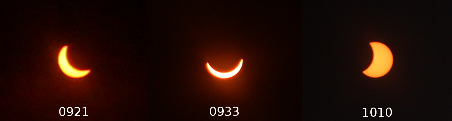 Eclipse sequence from Birmingham cathedral using solar eclipse viewing glasses. Image credit: Hannah Middleton