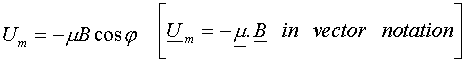 The magnetic potential energy of the dipole in the field